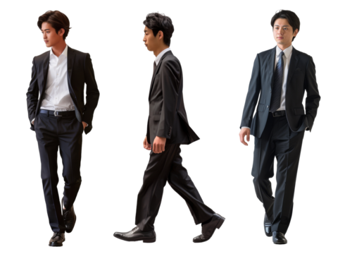 日本人のビジネスマン3種類切り抜き