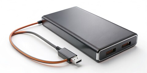 High-tech battery pack with charging cable for electric vehicles and mobile devices
