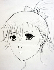 hand drawn sketch drawing comic girl	