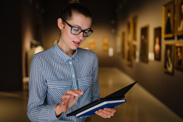 Woman Visiting Art Gallery Lifestyle Concept.