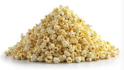 3D render of a pile of buttery popcorn isolated on a white background
