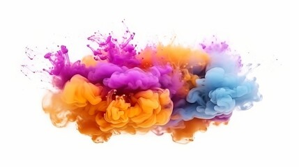 Abstract background with colourful ink paints swirling in water. Watercolor pigment splashing and explosion in liquid space with dynamic effect. Header illustration for banner design. Generative AI.