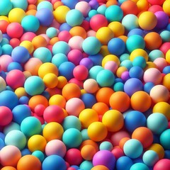 Many rainbow gradient random bright soft balls background. Colorful balls background for kids zone or children's playroom. Huge pile of colorful balls in different sizes