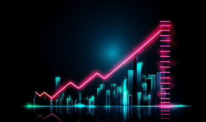 Fototapeta premium Neon business graph, a fresh approach to business analysis and research, It means to thrive and grow