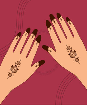 Eid Henna Mehndi Hands Vector Illustration Eid Henna Hand Drawn Henna Vector Design,Floral Henna Mehndi Vector Hand Illustration Design, Henna Hands Vector, henna hands template banner background