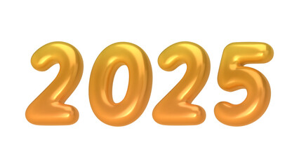 2025 New Year gold numbers for greeting card isolated on white background. 3d Happy  New Year background. Vector illustration