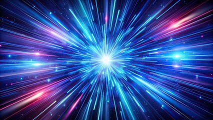 Blue and purple light streaking through dark space background, creating a hyper-speed warp effect