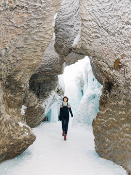 Winter scene in the icy cave