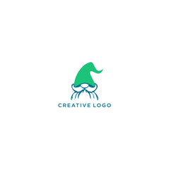 vector christmas cat in a green hat logo