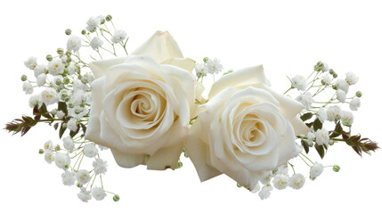 White roses on white background