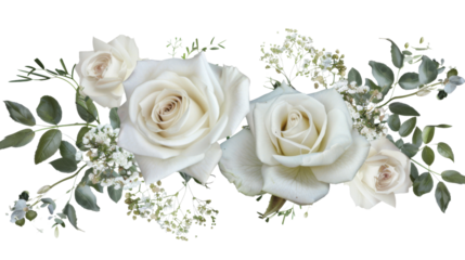 White roses on white background