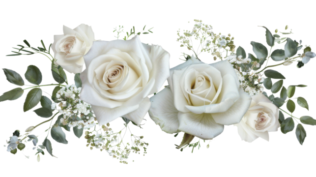 White roses on white background
