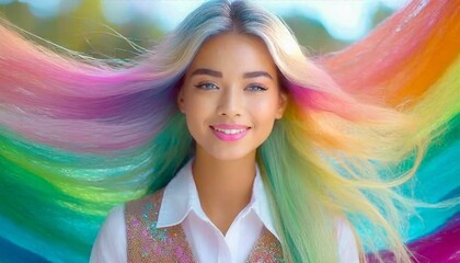 Teenager with multicolor hair