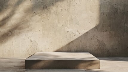 Concrete podium with a beige concrete wall and shadow background, Concrete texture background...