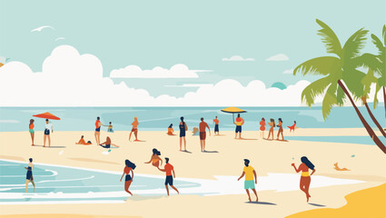 Summer vacation: Busy beach with people