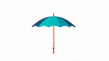 Tropical Beach Scene with Umbrella Vector Illustration