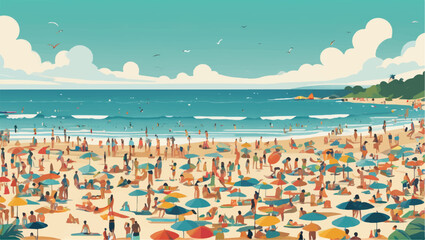 Obraz premium 17Sunbathing and fun on a crowded beach