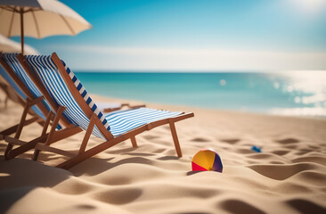 On the beach, a sunny day, an umbrella from the sun, blue sea, sand