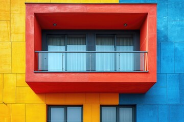 Obraz premium A detail of a colorful modern building in Serbia