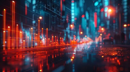 Naklejka premium Abstract stock market data visualization with glowing lines and digital elements