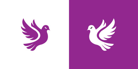 Flying bird icon. Dove icon illustration flat style, simple minimalist.