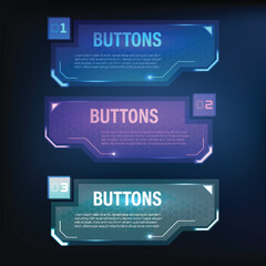 button collection sci-fi style set color blue 11
