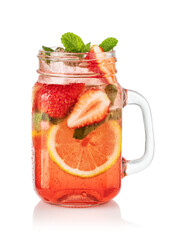 Cold summer strawberry lemonade