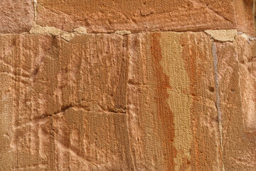 Close Up of Brick Wall With Red Paint
