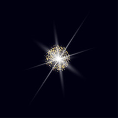 Fototapeta premium Shining star. Sparkling bokeh effect. Light pattern with glow effect. Light on a black background. Vector glow element for your designs, holiday decorations, New Year cards.