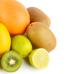 Set of fruits isolated on a white .