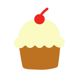 cupcake with cream and  cherry