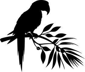 Naklejka premium Silhouette bird on a branch illustration