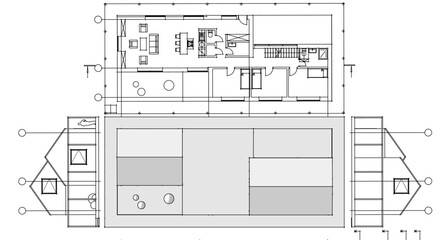 house architectural project sketch 3d illustration	