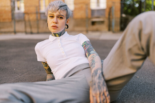 Portrait of Cool  Woman outdoors 