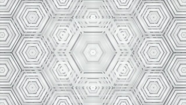 White Hexagonal Background. Dynamic Corporate Geometric Abstract Pattern. Looped video.