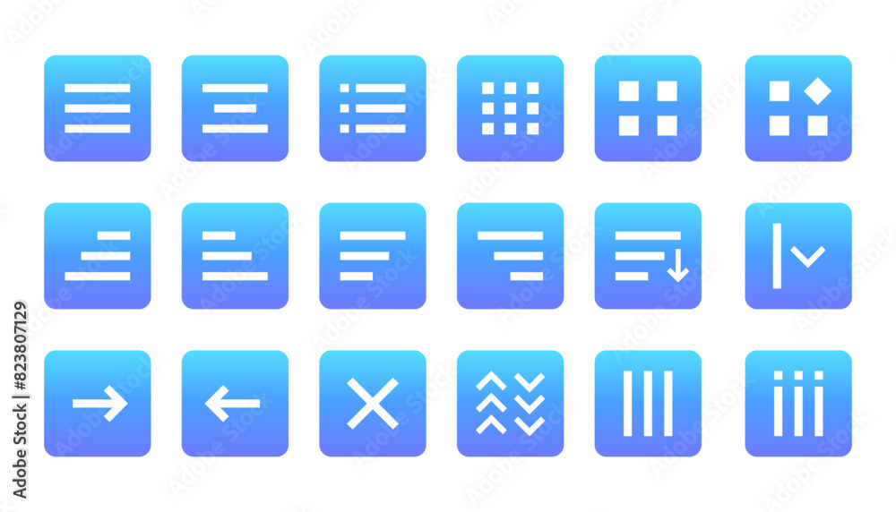 Poster menu and ui vector icons set. website list item pack. minimal set of hamburger menu flat icons. vect