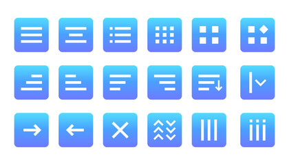 Menu and ui vector icons set. Website list item pack. Minimal set of hamburger menu flat icons. Vector illustration