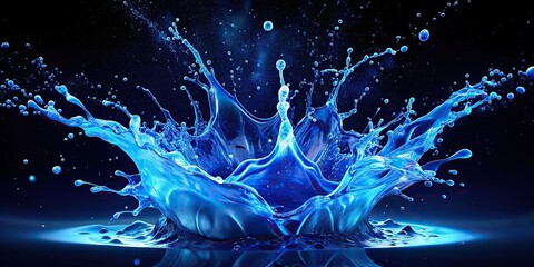 Blue water splash in high resolution