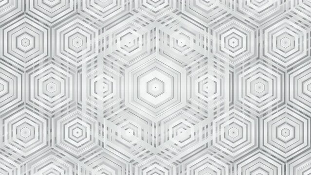 White Hexagonal Background. Dynamic Corporate Geometric Abstract Pattern. Looped video.
