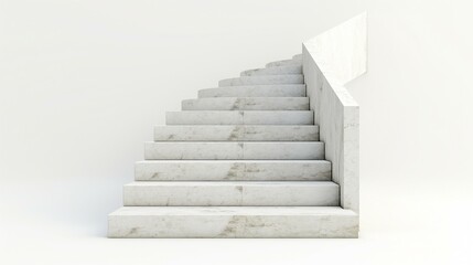 Modern Concrete Stairs Leading Upward on a White Background