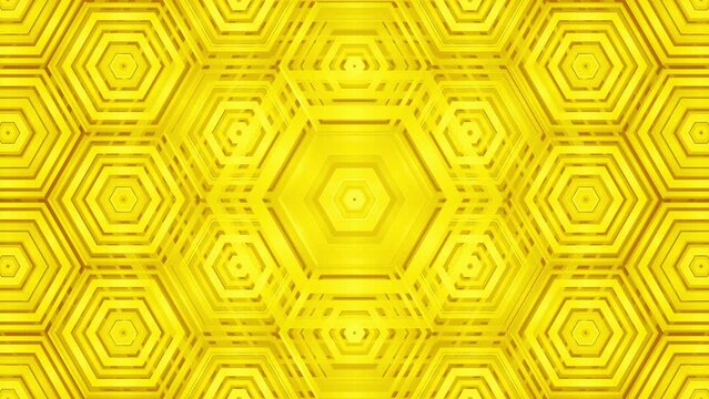 Yellow Hexagonal Background. Dynamic Corporate Geometric Abstract Pattern. Looped video.