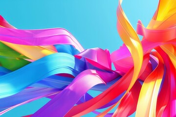 Colorful abstract background of ribbons and rainbows