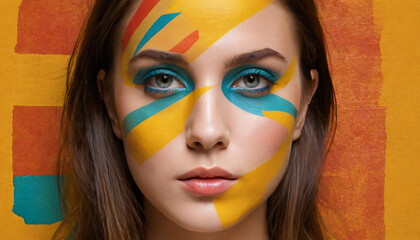 Fototapeta premium painted face woman abstract colors