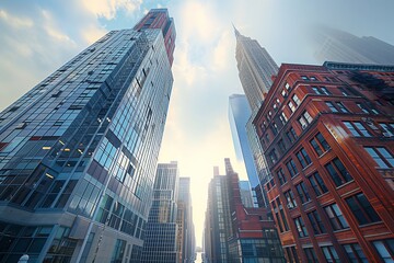 Fototapeta premium modern building city view in sunny day