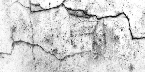 Black and white old concrete wall texture grunge overlay with cracks and scratches decorative vintage vector background.