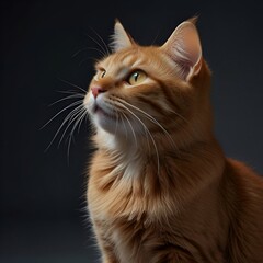 happy red cat is , photorealistic, hairs in detail, full body, marketing photo