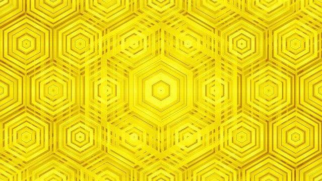 Yellow Hexagonal Background. Dynamic Corporate Geometric Abstract Pattern. Looped video.