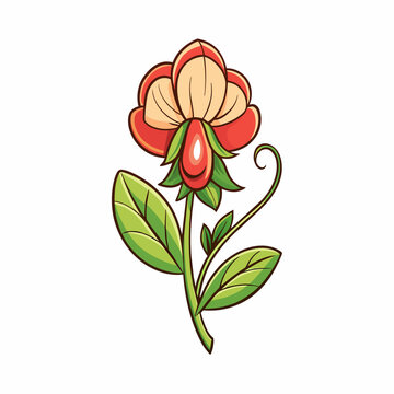 recommend clip art: Sweet Pea flower cartoon style Icon Vector clipart Illustration