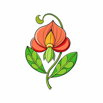 recommend clip art: Sweet Pea flower cartoon style Icon Vector clipart Illustration