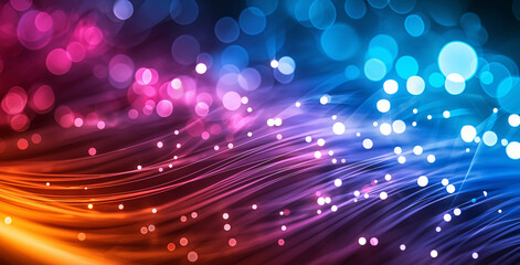 Obraz premium An exquisitely colorful background adorned with dazzling lights, symbolizing the flow of data. Perfect for illustrating technological concepts and innovation. Generative AI.